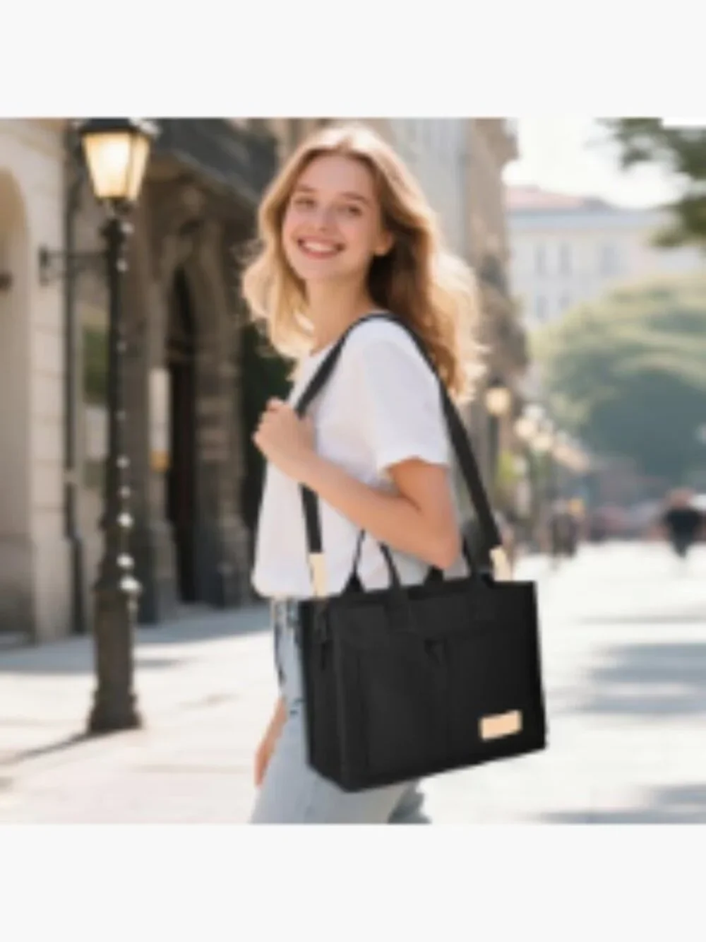 Canvas Tote Bag for Women Crossbody Work Purse with Pockets Satchel Handbag